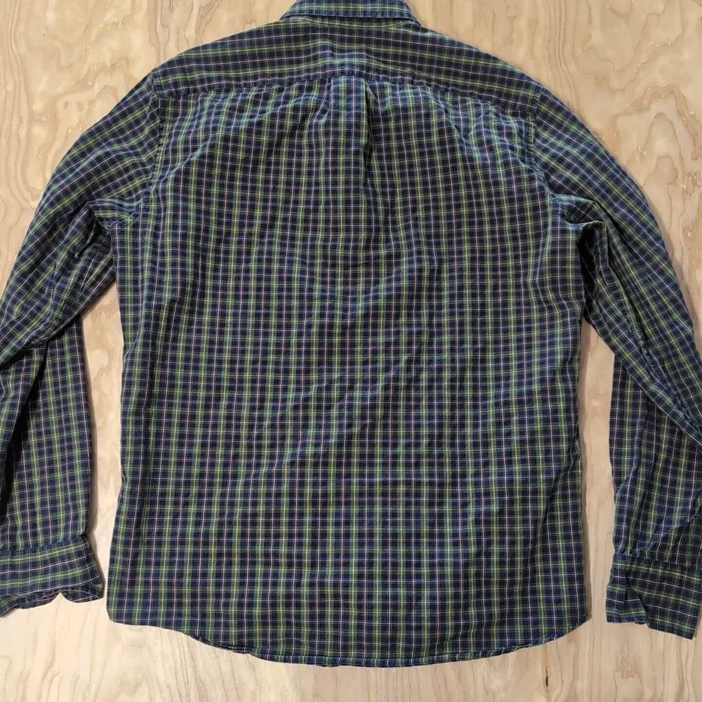 J.Crew - Men's‎ M Slim Fit Green/Multi Plaid Cotton Stretch Shirt